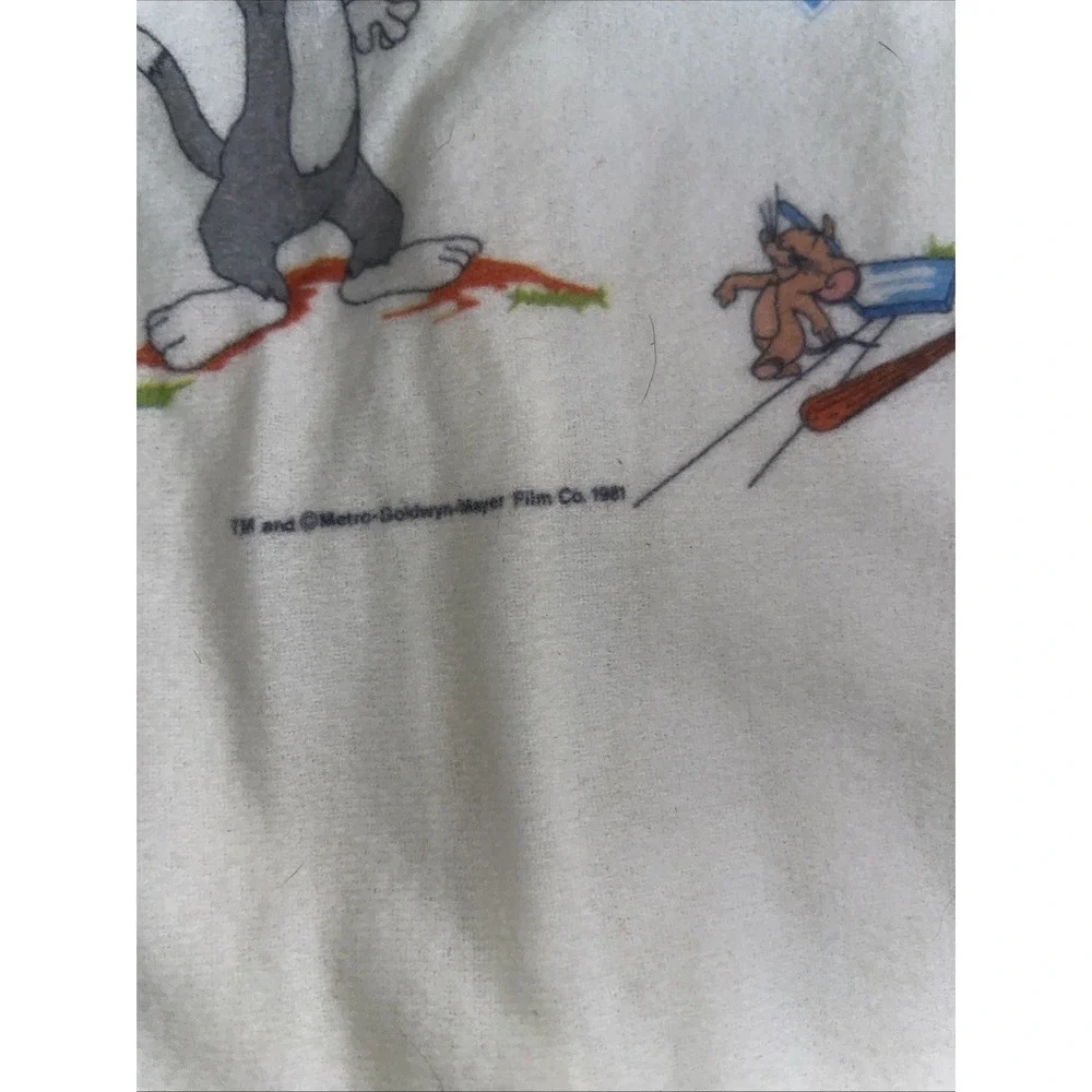 Vintage 1981 Tom & Jerry Baby Sleeper Baseball 0-3 Months ? Button Up Blue/White